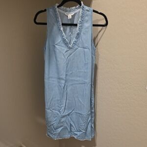 Tommy Bahama Light Blue Frayed Denim Top